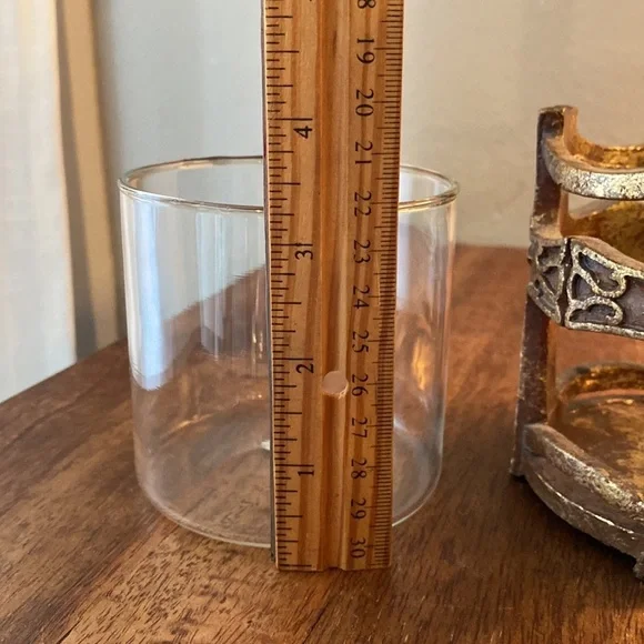 Brown gold bronze candle holder and glass insert home decor with cross design​​ - Picture 10 of 13